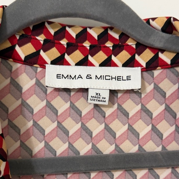 Emma & Michele Red and Cream Geometric Wrap Dress XL - Picture 2 of 5